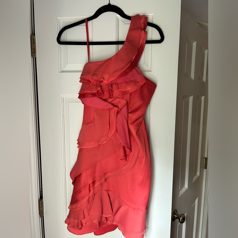 BCBG Orange One-Shoulder Dress